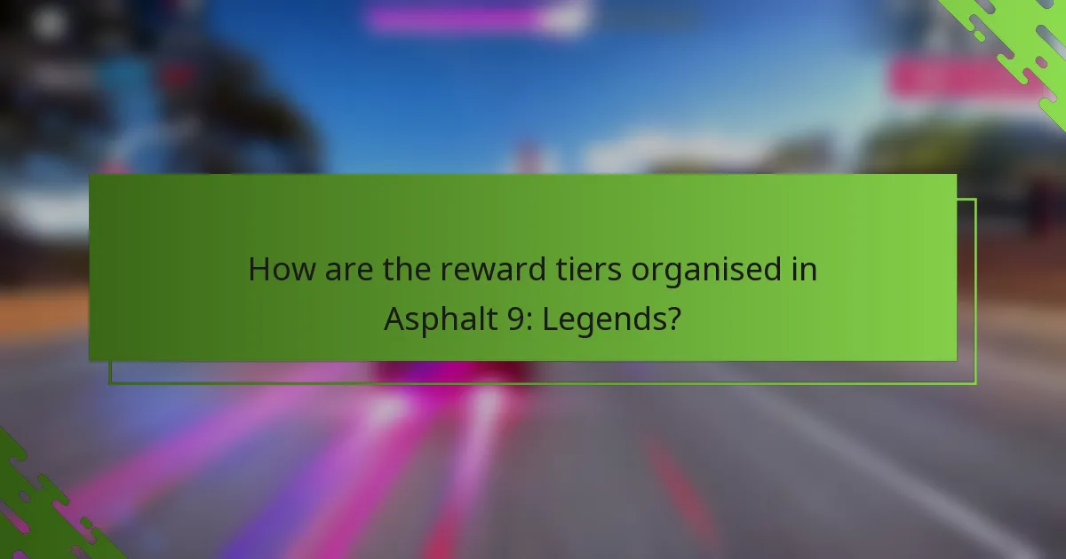 How are the reward tiers organised in Asphalt 9: Legends?
