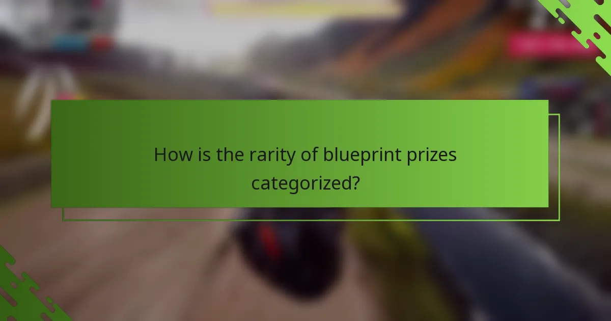 How is the rarity of blueprint prizes categorized?