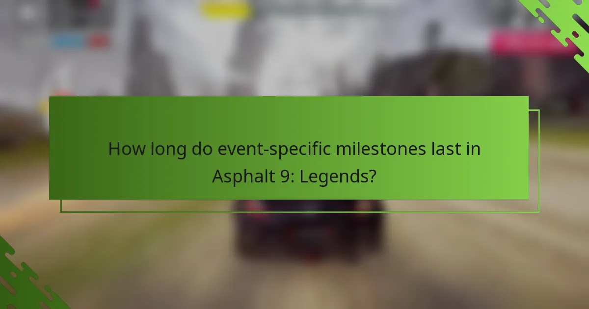 How long do event-specific milestones last in Asphalt 9: Legends?