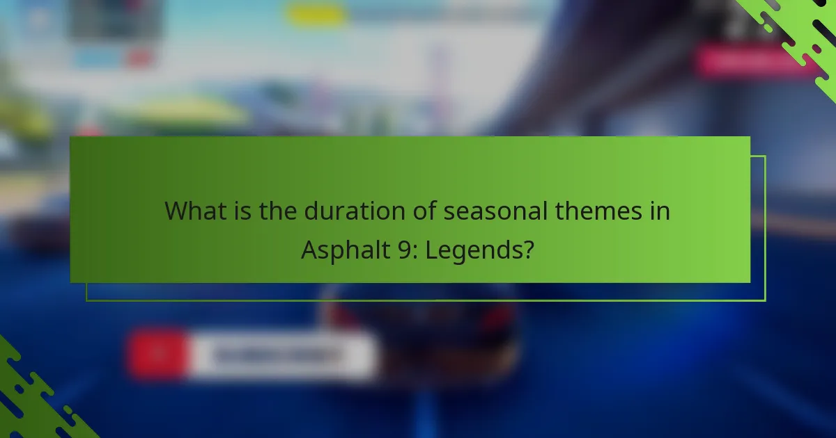 What is the duration of seasonal themes in Asphalt 9: Legends?